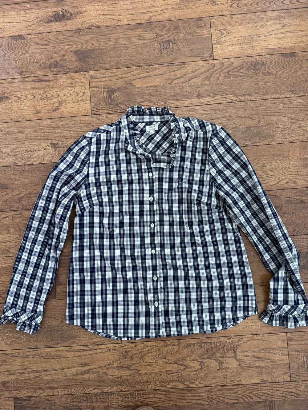 JCREW 100% Cotton Ruffle Button Up Shirt Size L